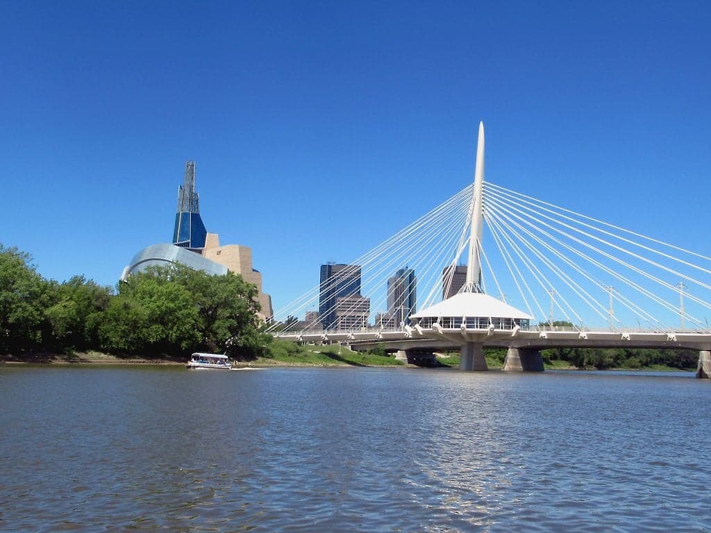 Esplanade Riel Footbridge — best skyline views in Winnipeg, Summer 2026
