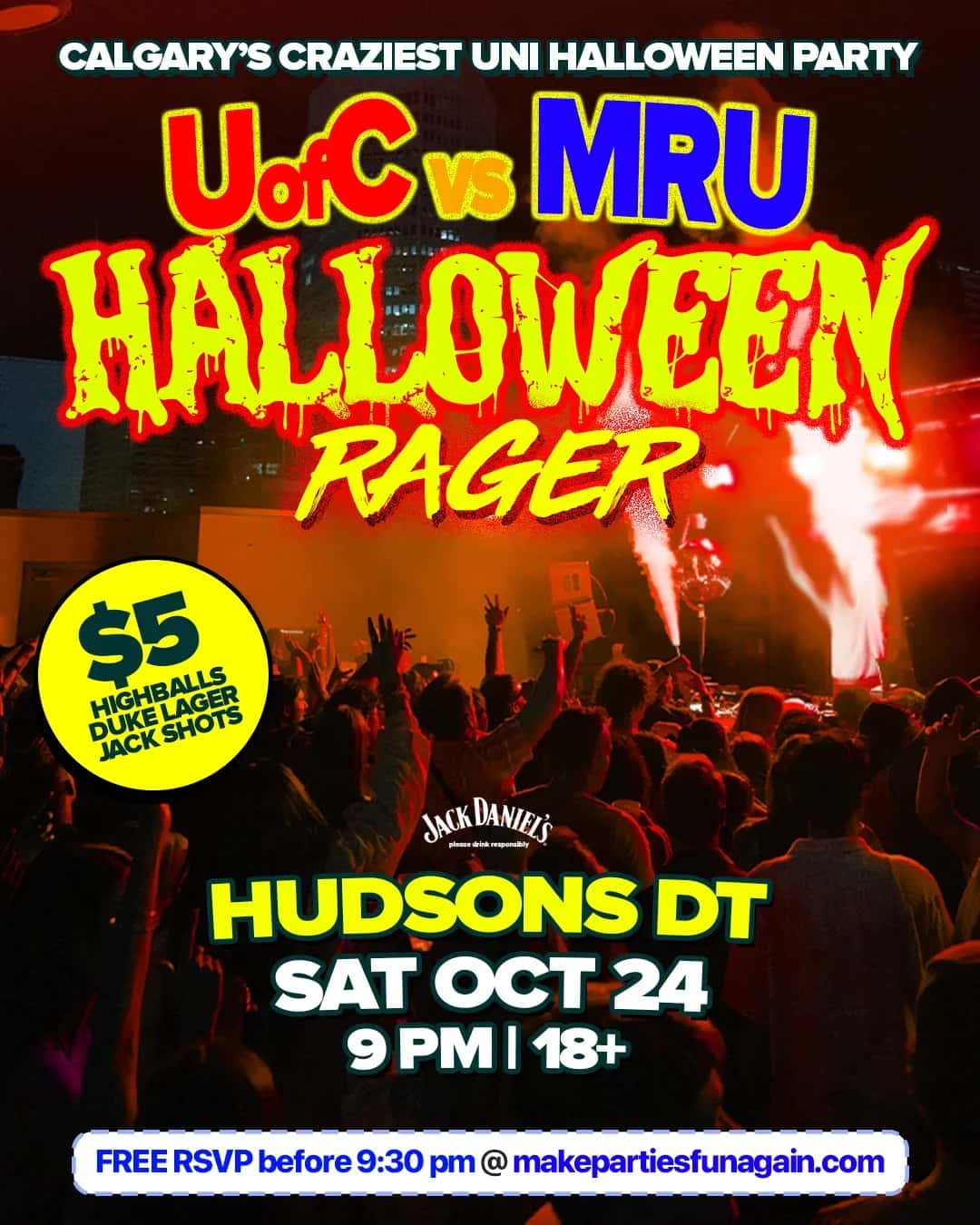 UofC vs MRU Halloween Rager @ Hudsons Calgary