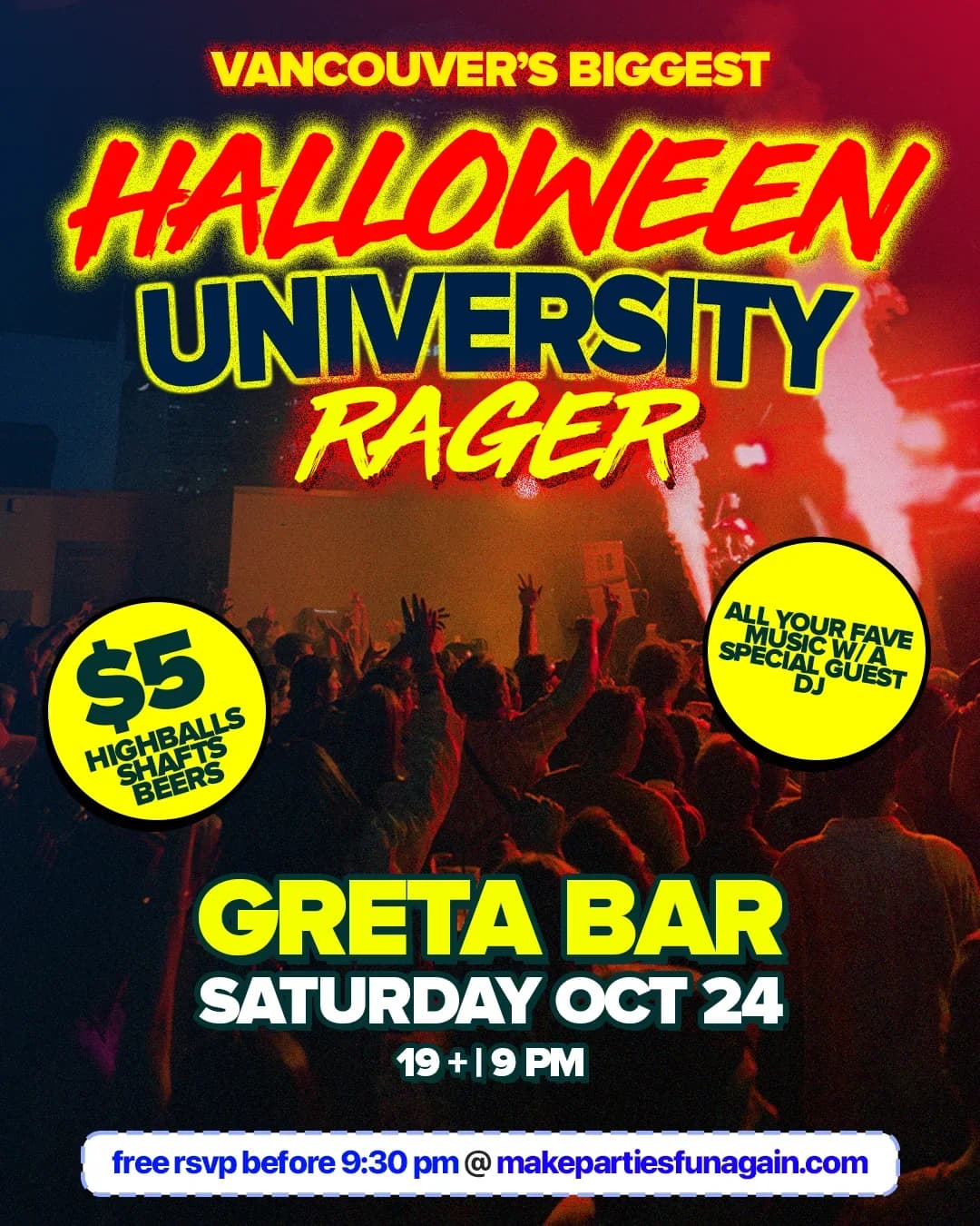 Vancouver's Biggest Halloween University Rager @ Greta Bar