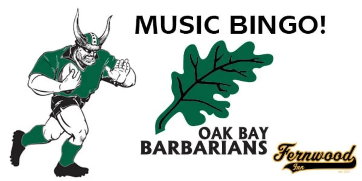 Oak Bay Senior Boys Rugby Music Bingo event poster