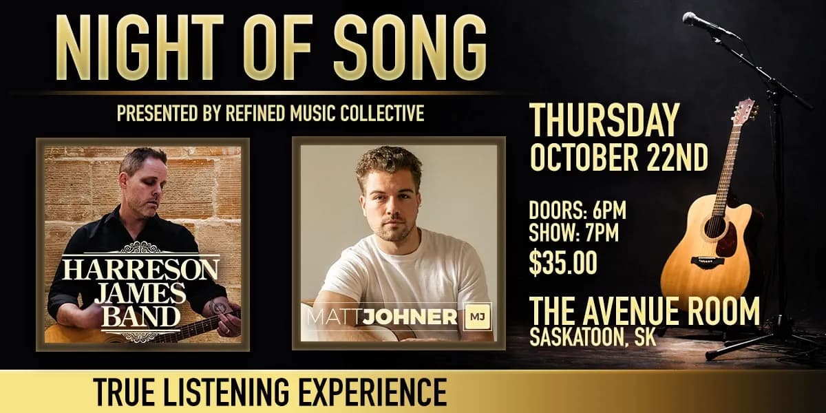 Night of Song - Featuring Harreson James Band with Special Guest Matt Johner event poster