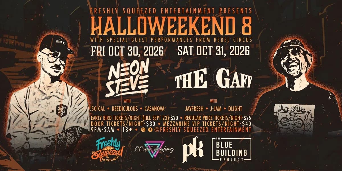 Halloweekend 8 at the Blue Building event poster