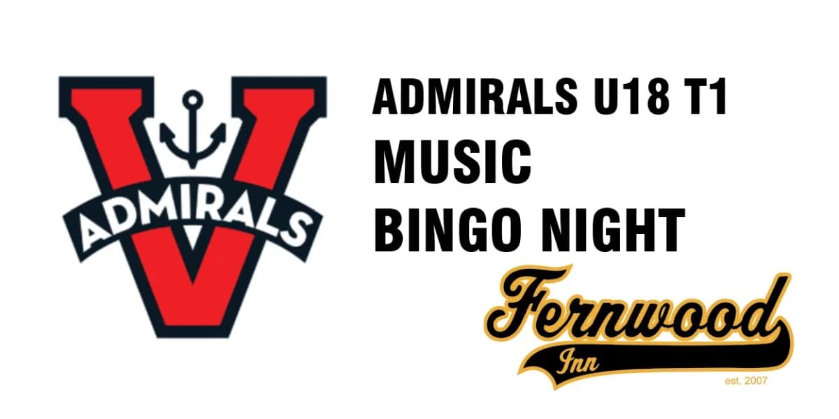 Admirals U18 T1 Music Bingo event poster