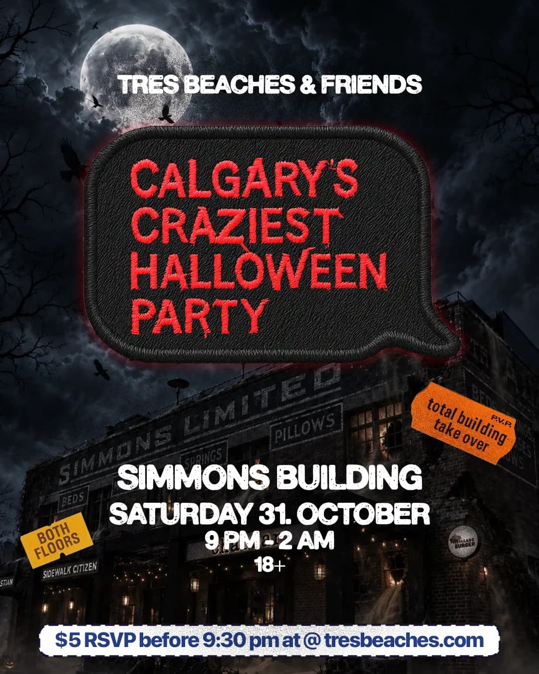 Tres Beaches Halloween Pop Up Party @ Simmons Building Calgary